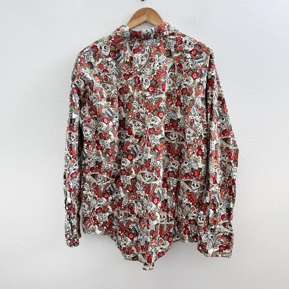 ROCKMOUNT Ranch Wear  Skulls‎ & Floral Print Western Shirt No Size Tag - Picture 2 of 8
